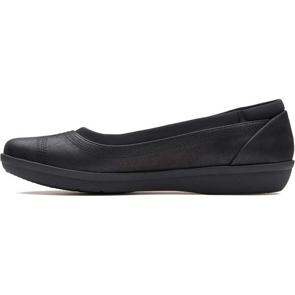 Clarks Women's Ayla Low Ballet Flat, Black Synthetic Nubuck Size 10M - Picture 2 of 5